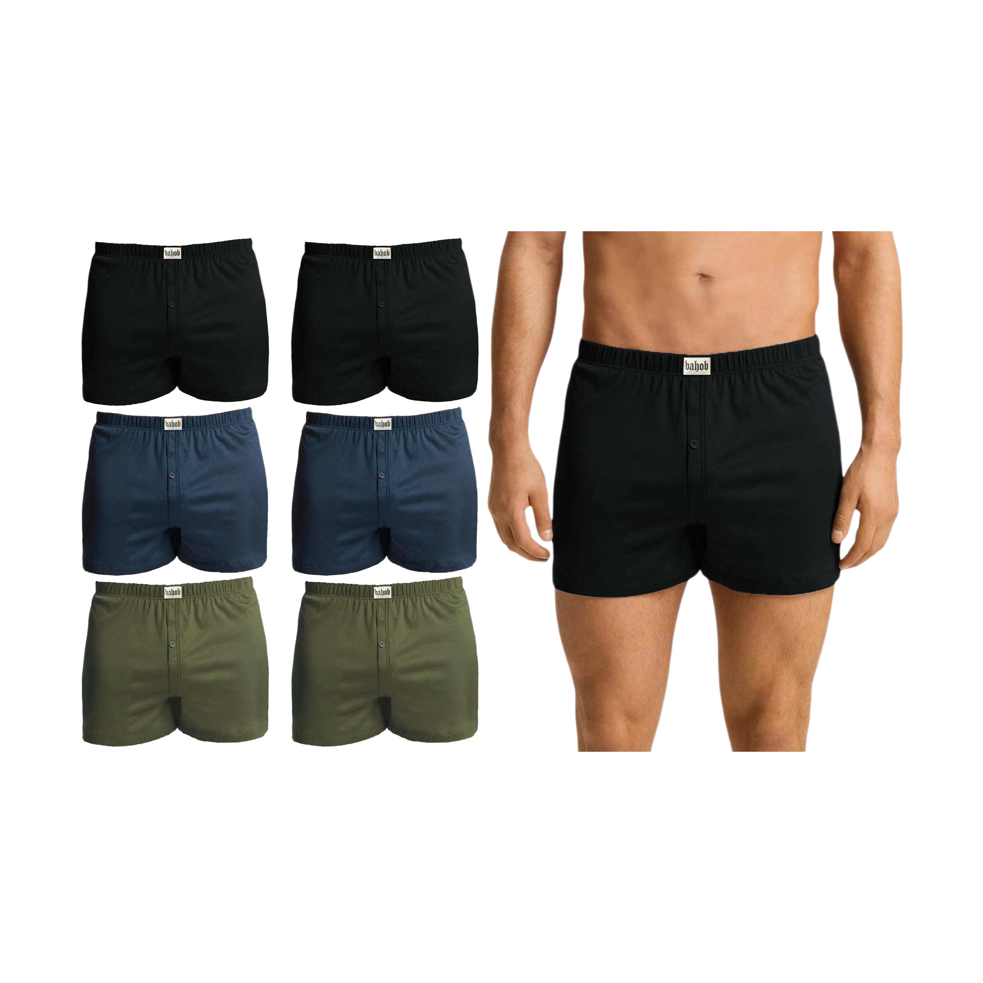 Bahob® Pack Of 6 Mens Boxers Shorts Button Open Fly Underpants Trunks For Mens Soft Cotton Boxer Shorts Comfortable Mens Underwear S-3XL