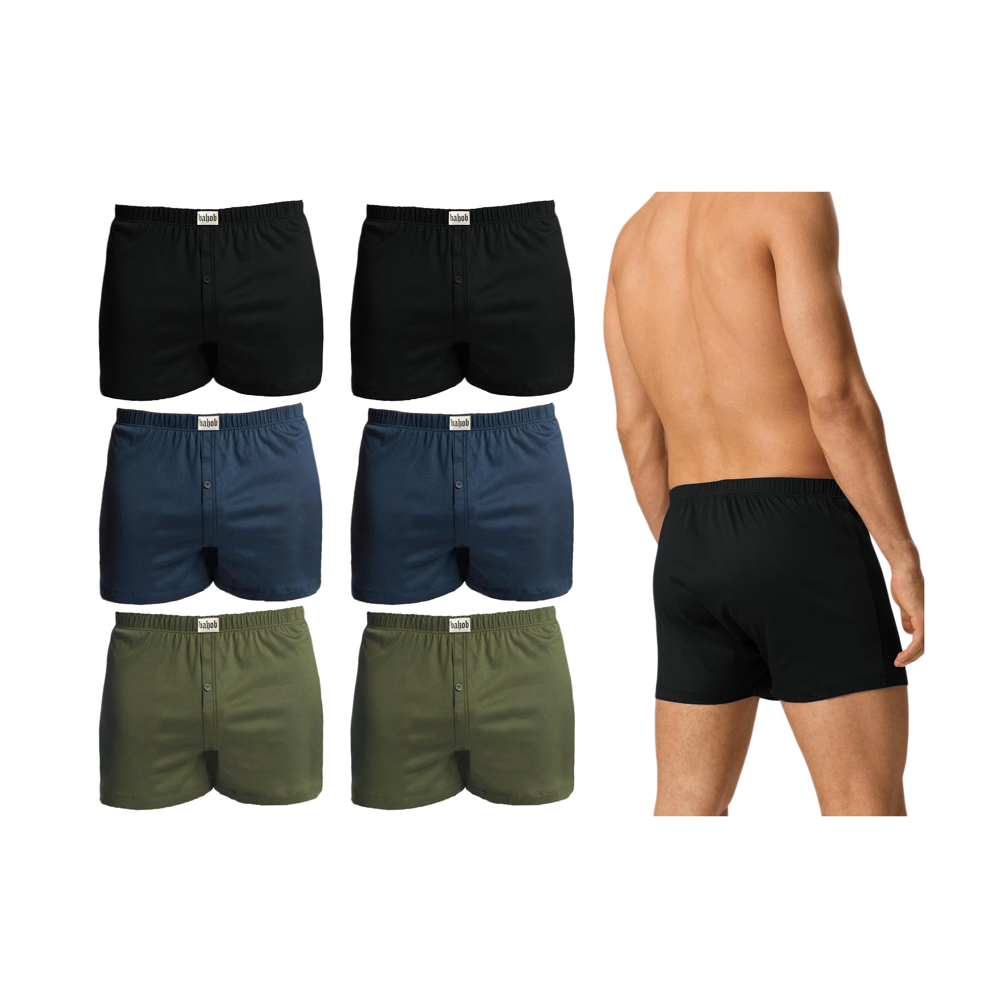 Bahob® Pack Of 6 Mens Boxers Shorts Button Open Fly Underpants Trunks For Mens Soft Cotton Boxer Shorts Comfortable Mens Underwear S-3XL