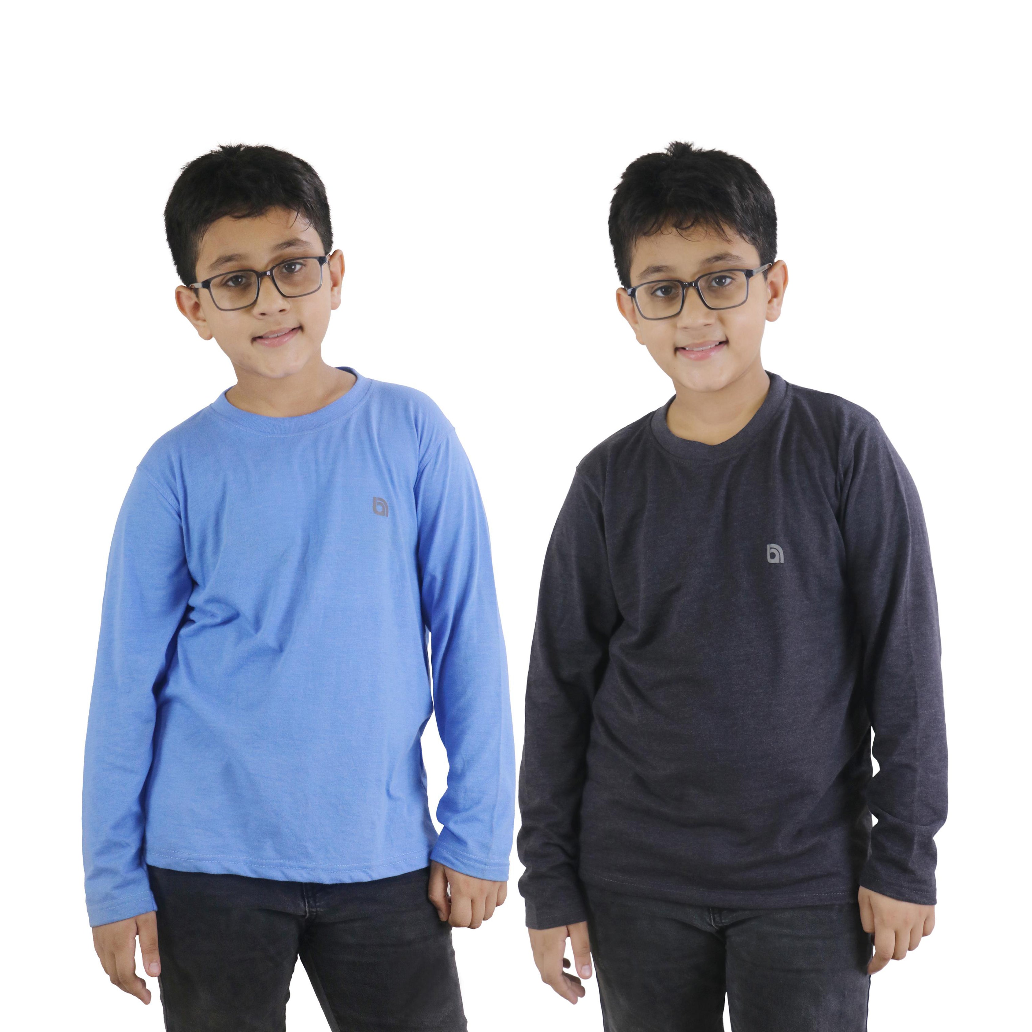 Bahob® 2 Pack Boys Long Sleeve T-Shirt Top Children's Round Neck Long-Sleeve T-Shirt Soft Cotton 3-14 Years kids t shirt