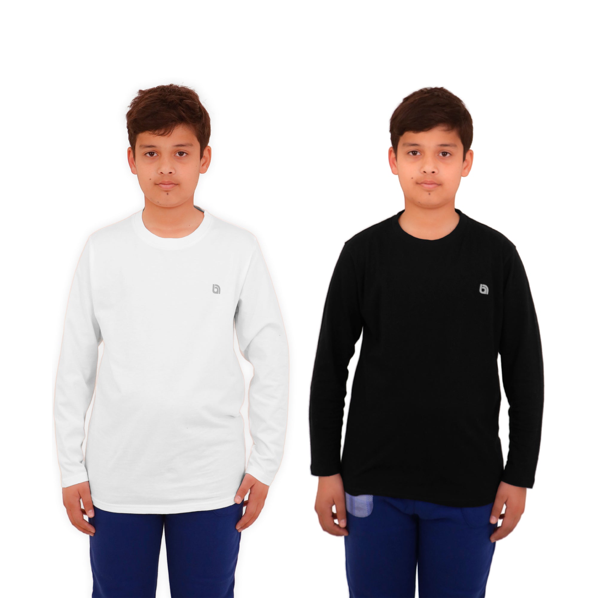 Bahob® 2 Pack Boys Long Sleeve T-Shirt Top Children's Round Neck Long-Sleeve T-Shirt Soft Cotton 3-14 Years kids t shirt