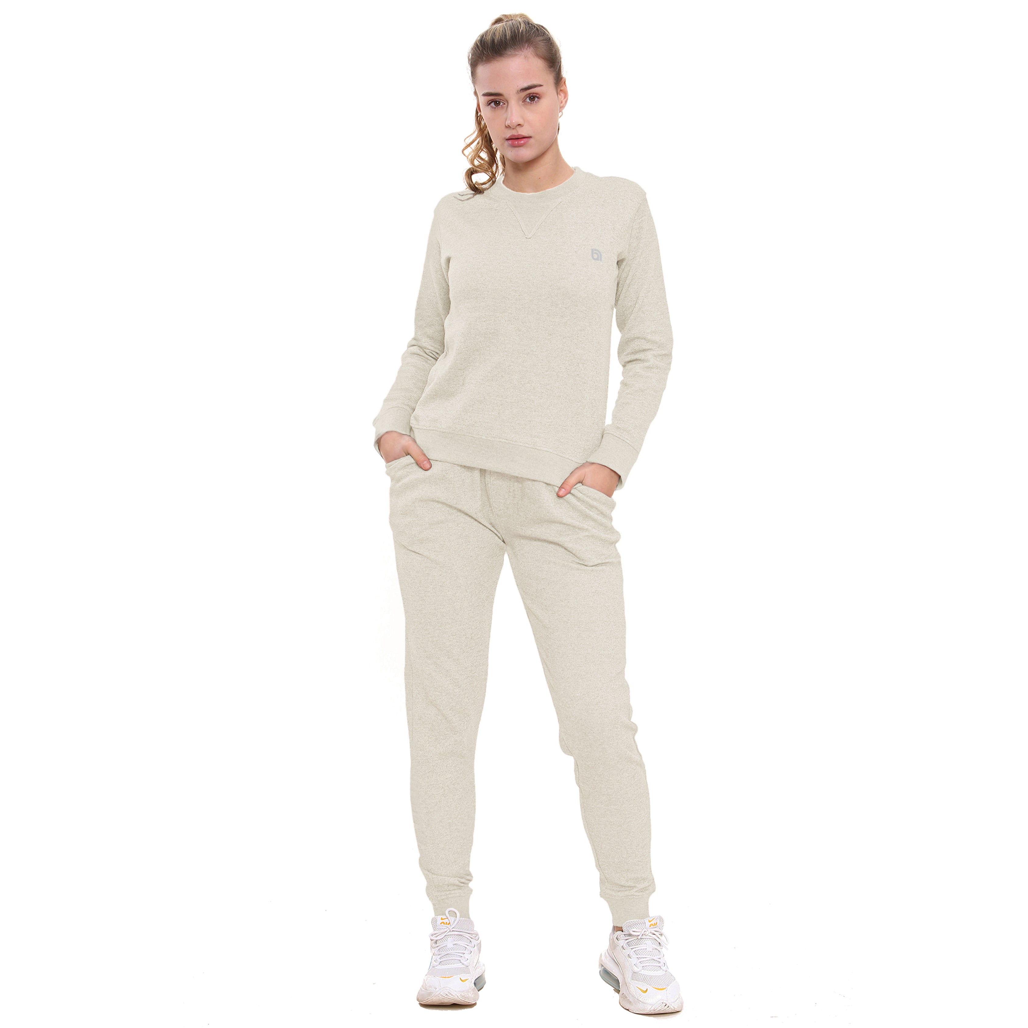 Bahob® Women’s Sportswear Set, Round Neck 2 Piece Women Track Suit Ladies Track Suit Stretch Leggings Yoga Workout Tracksuits Activewear Set S to XL