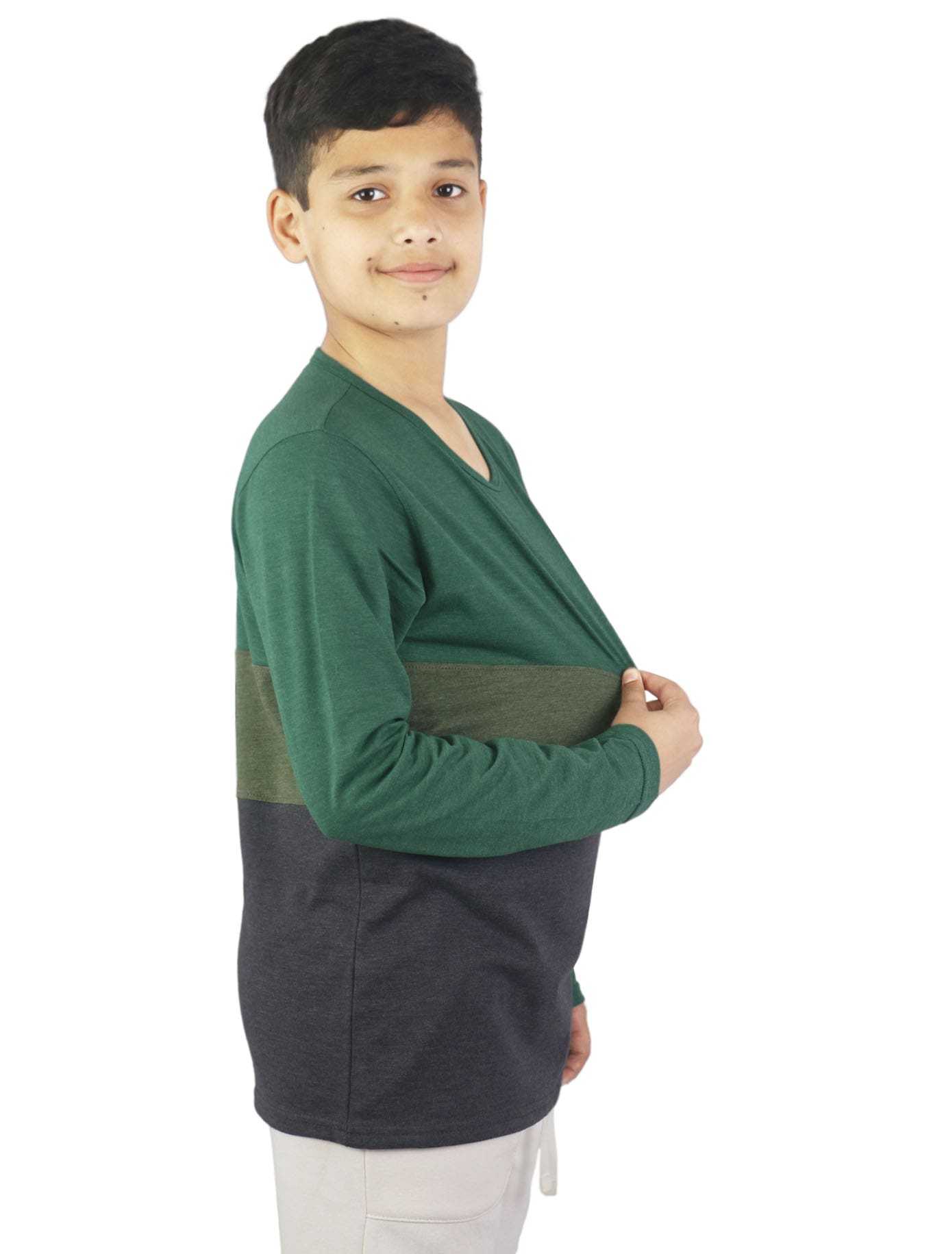 Bahob® 3 Pack Boys Long Sleeved Round Neck T Shirts Soft Cotton Top. - Bahob