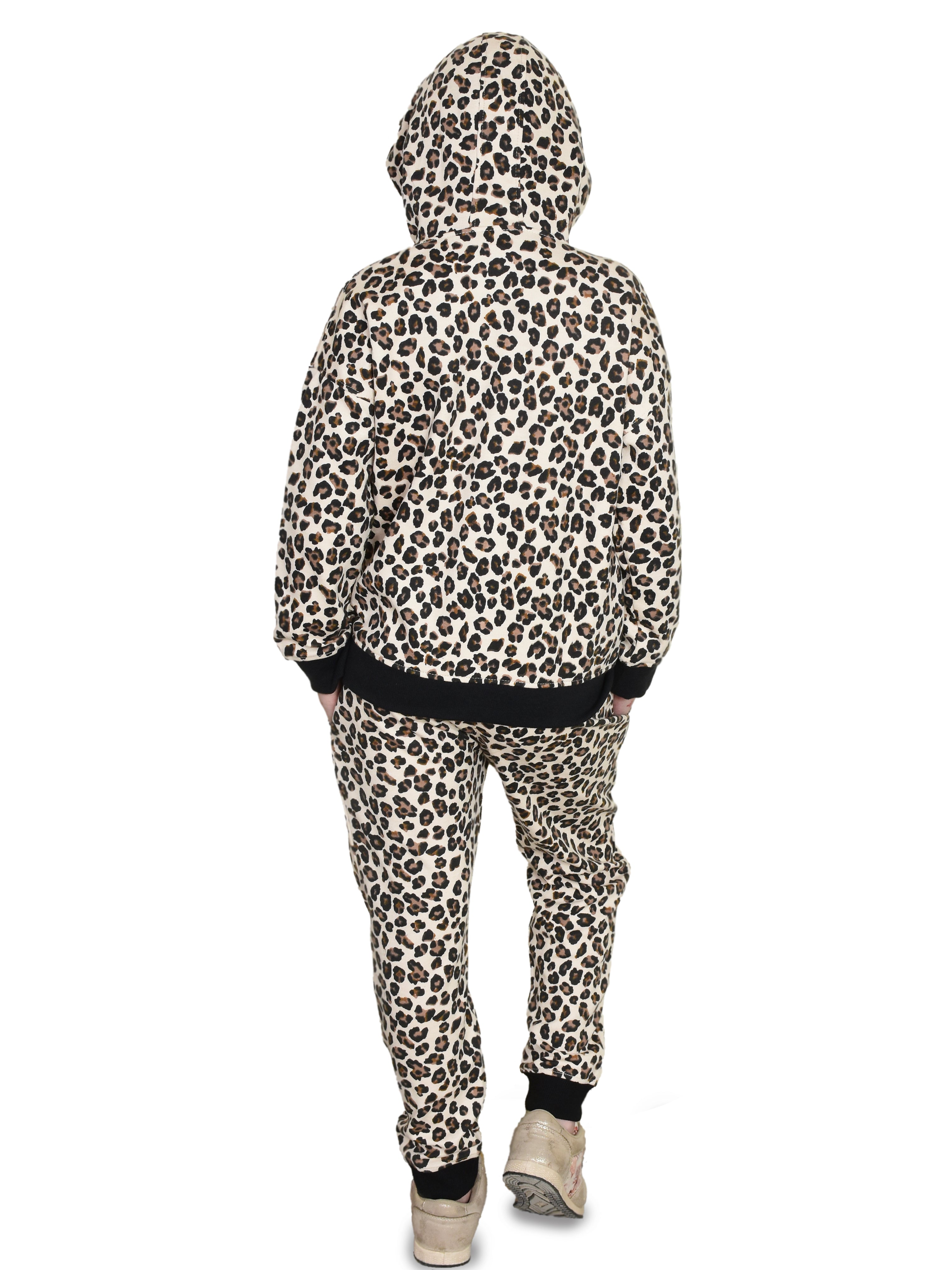 Girls Tracksuits Set, Cheetah Print Hoodie & Jogging Bottoms - Bahob