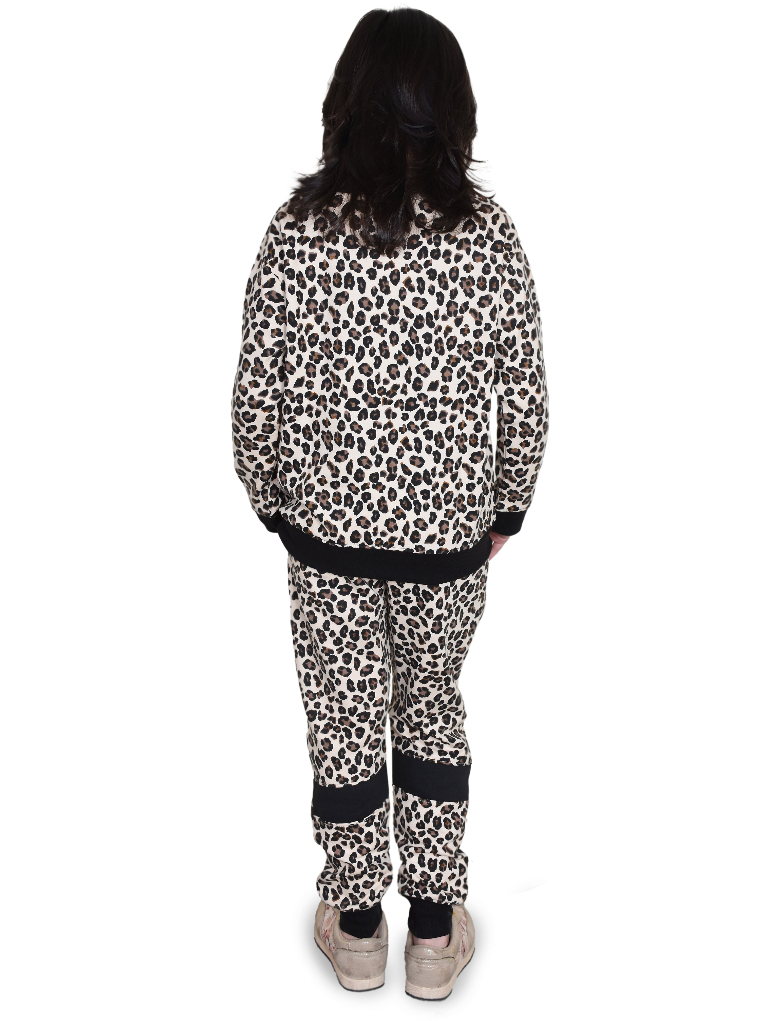 Girls leopards print tracksuit set