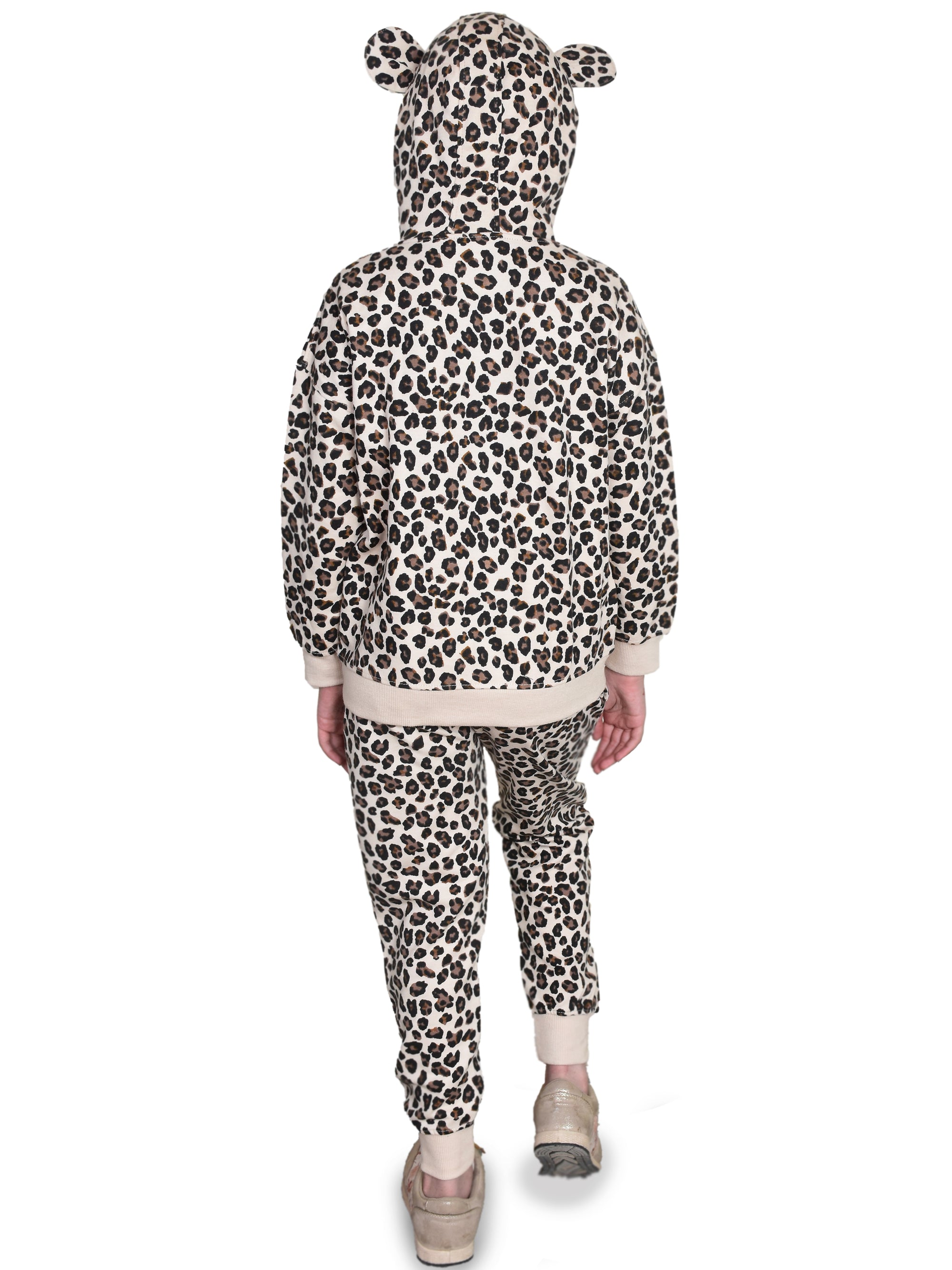 Girls Tracksuits Set, Cheetah Print Hoodie & Jogging Bottoms - Bahob