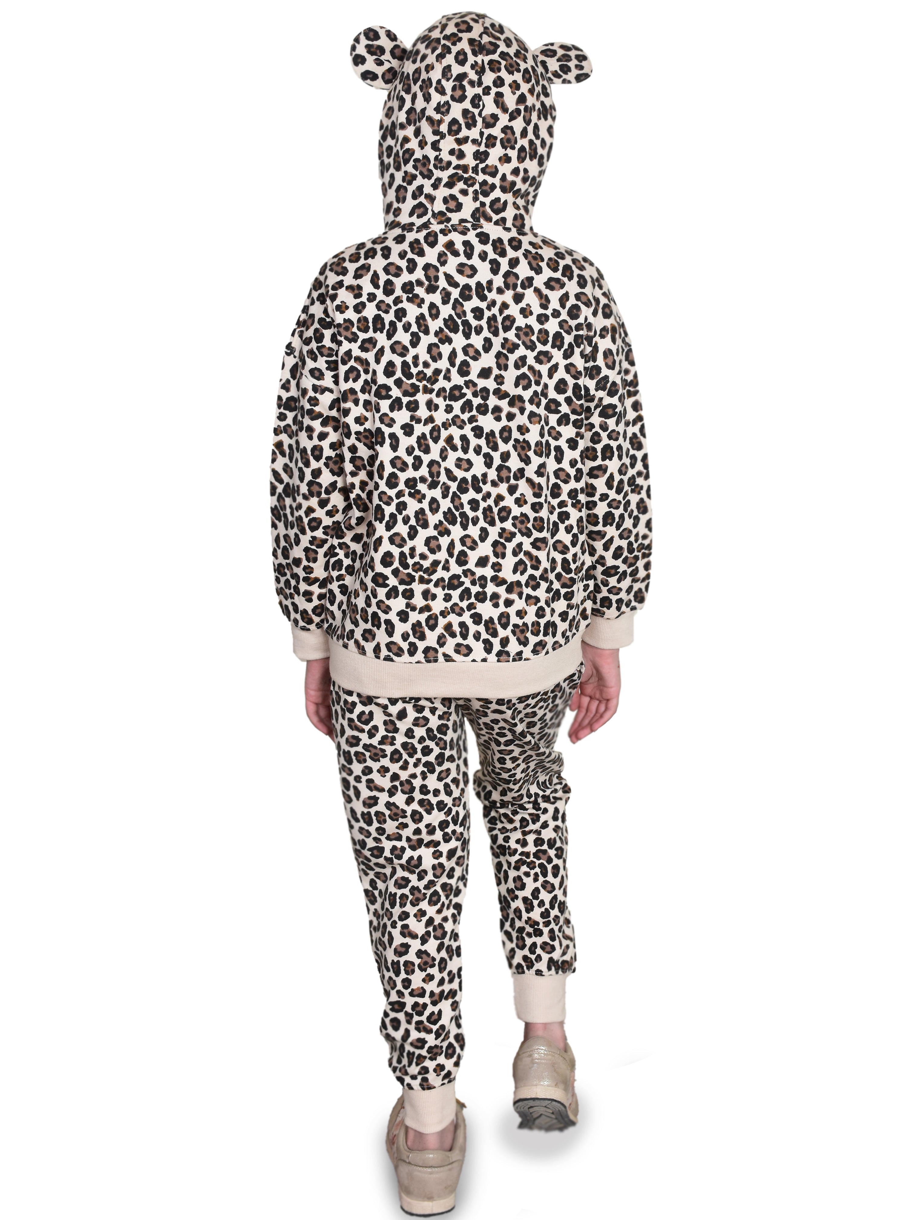 Girls Tracksuits Set, Cheetah Print Hoodie & Jogging Bottoms - Bahob