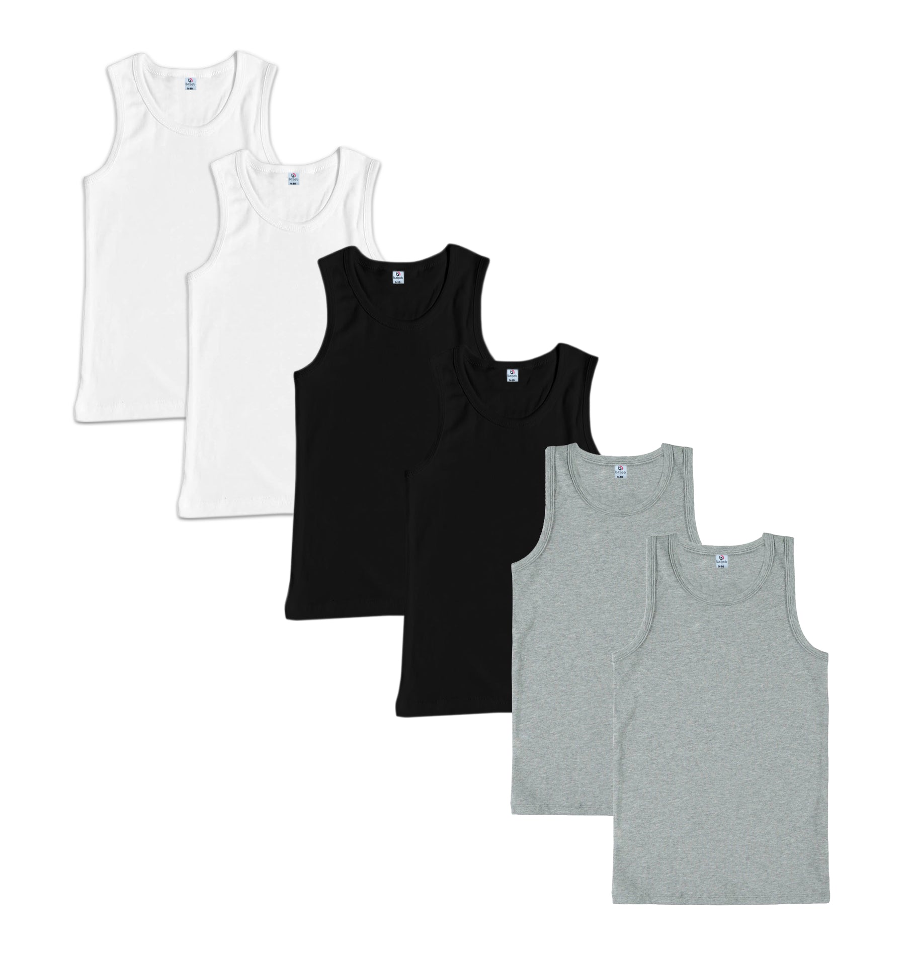 Bahob® 6 Pack Boy's Underwear Vests Soft Cotton Tank Tops Kids Sleeveless Vests Undershirts 100% Cotton