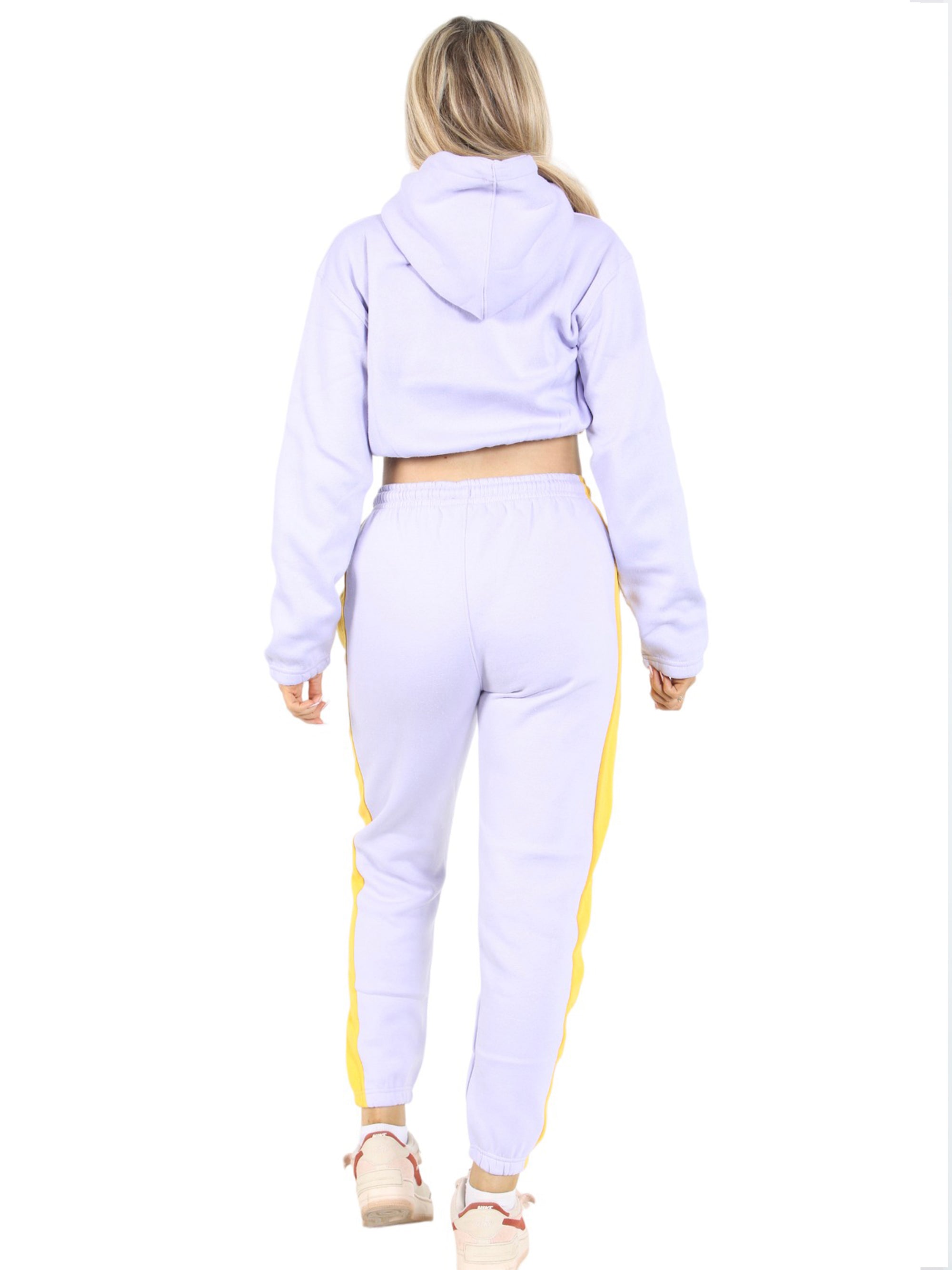 2 Pcs Women Hoodie Crop Top & Joggings Pants - Bahob
