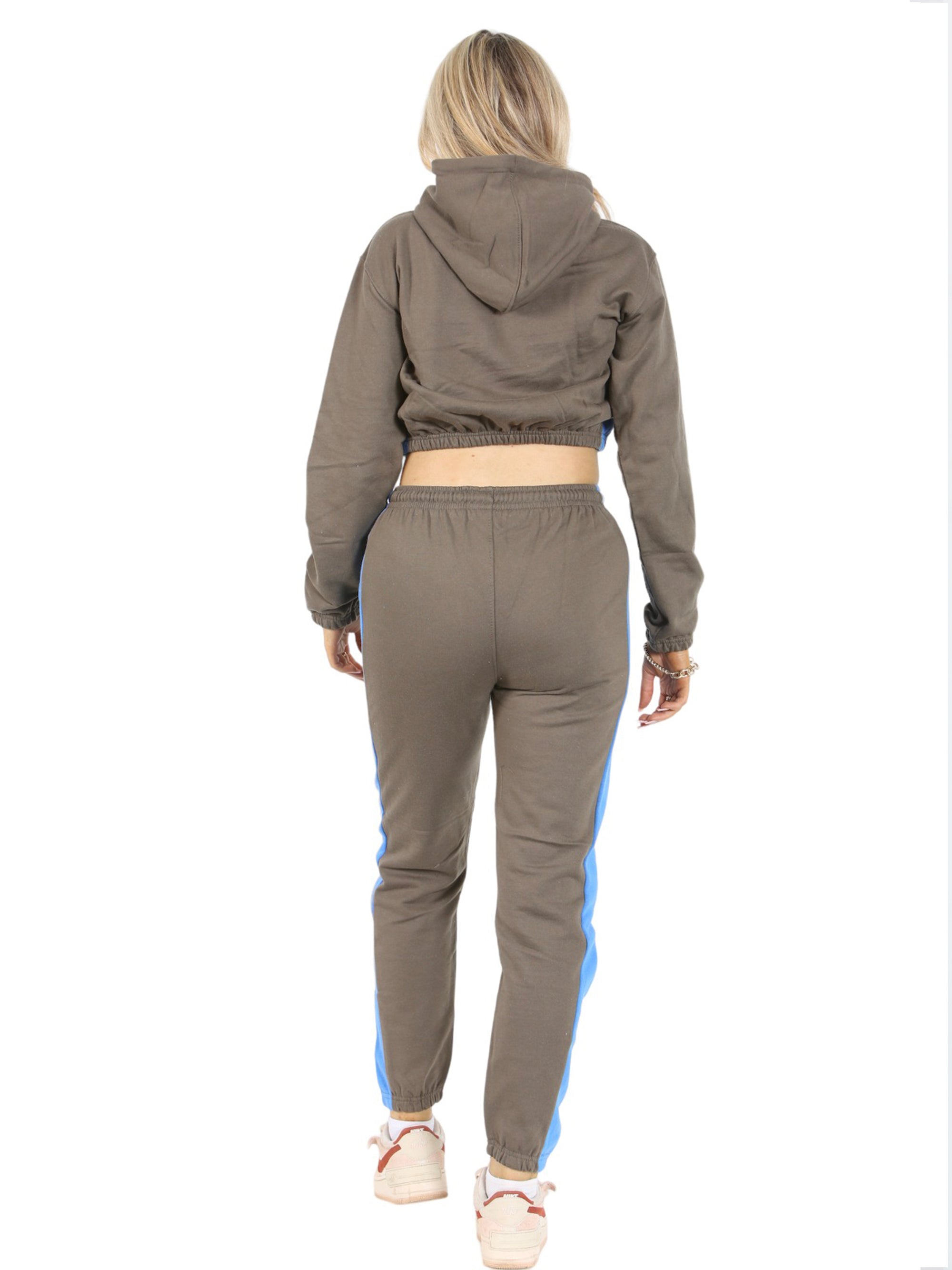 2 Pcs Women Hoodie Crop Top & Joggings Pants - Bahob