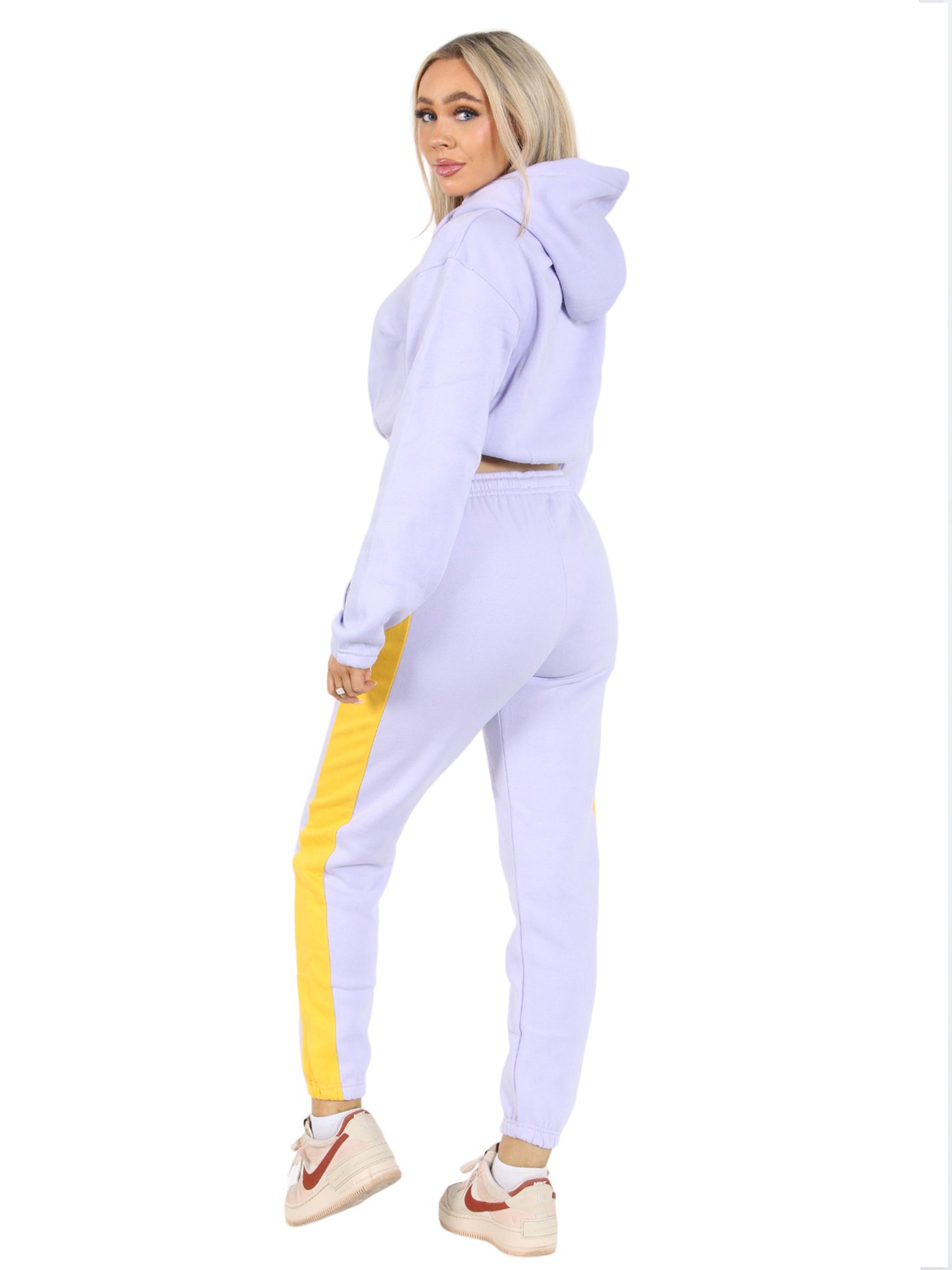 2 Pcs Women Hoodie Crop Top & Joggings Pants - Bahob