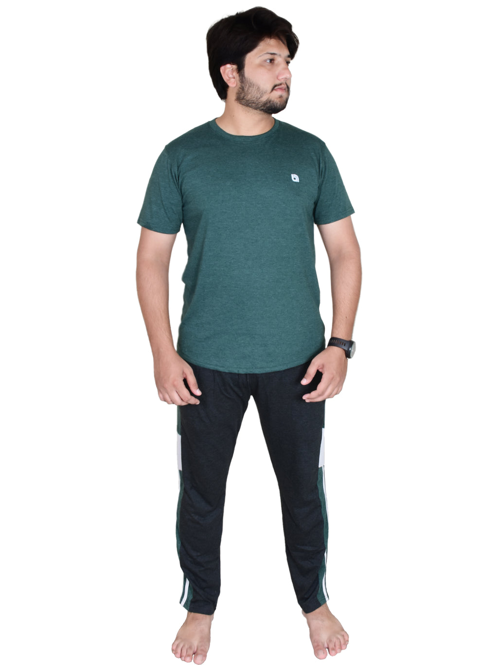 Men's Pyjamas Sets, Plain Short Sleeve Top and Bottoms Loungewear Set - Bahob