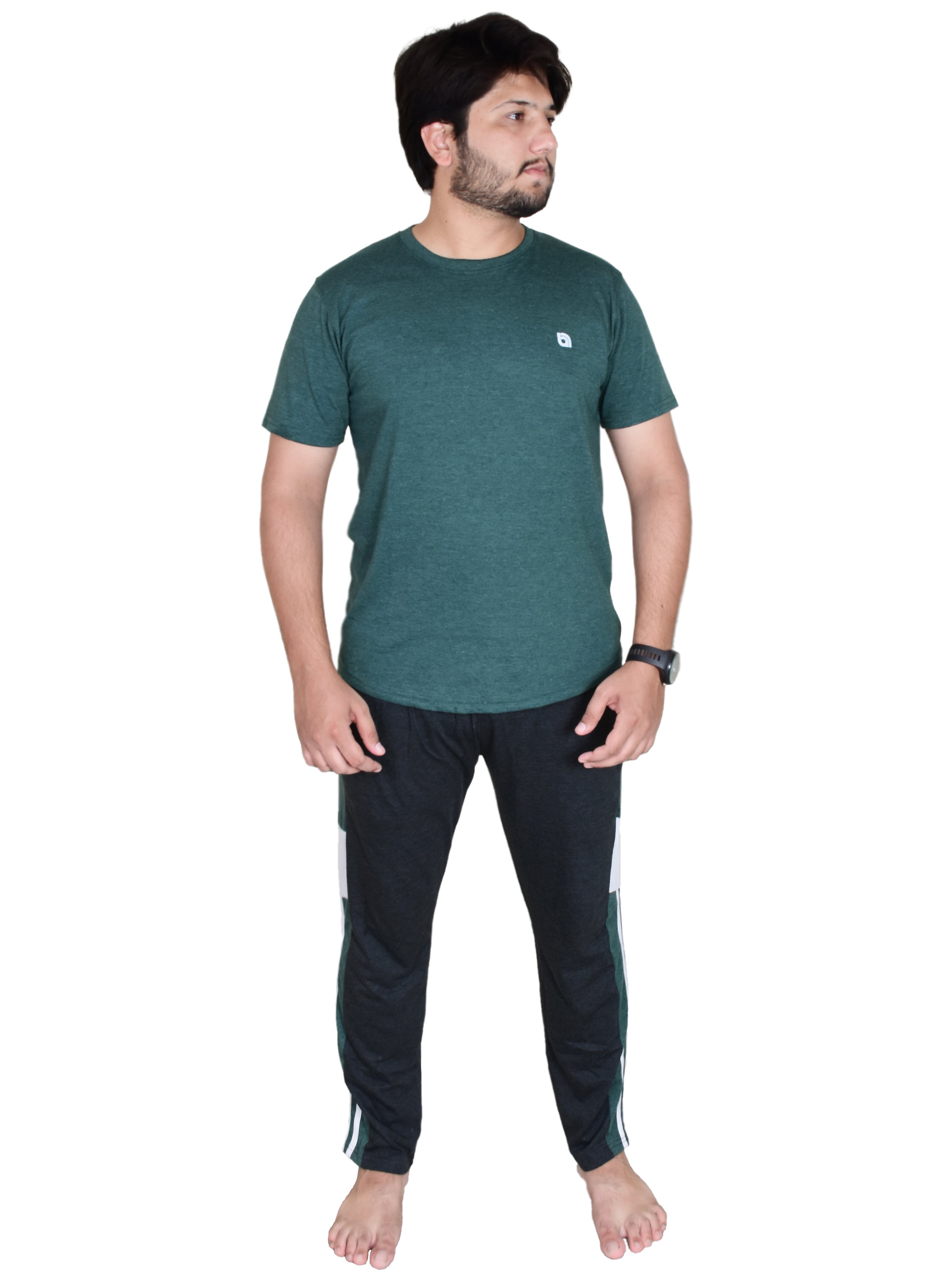 Men's Pyjamas Sets, Plain Short Sleeve Top and Bottoms Loungewear Set - Bahob