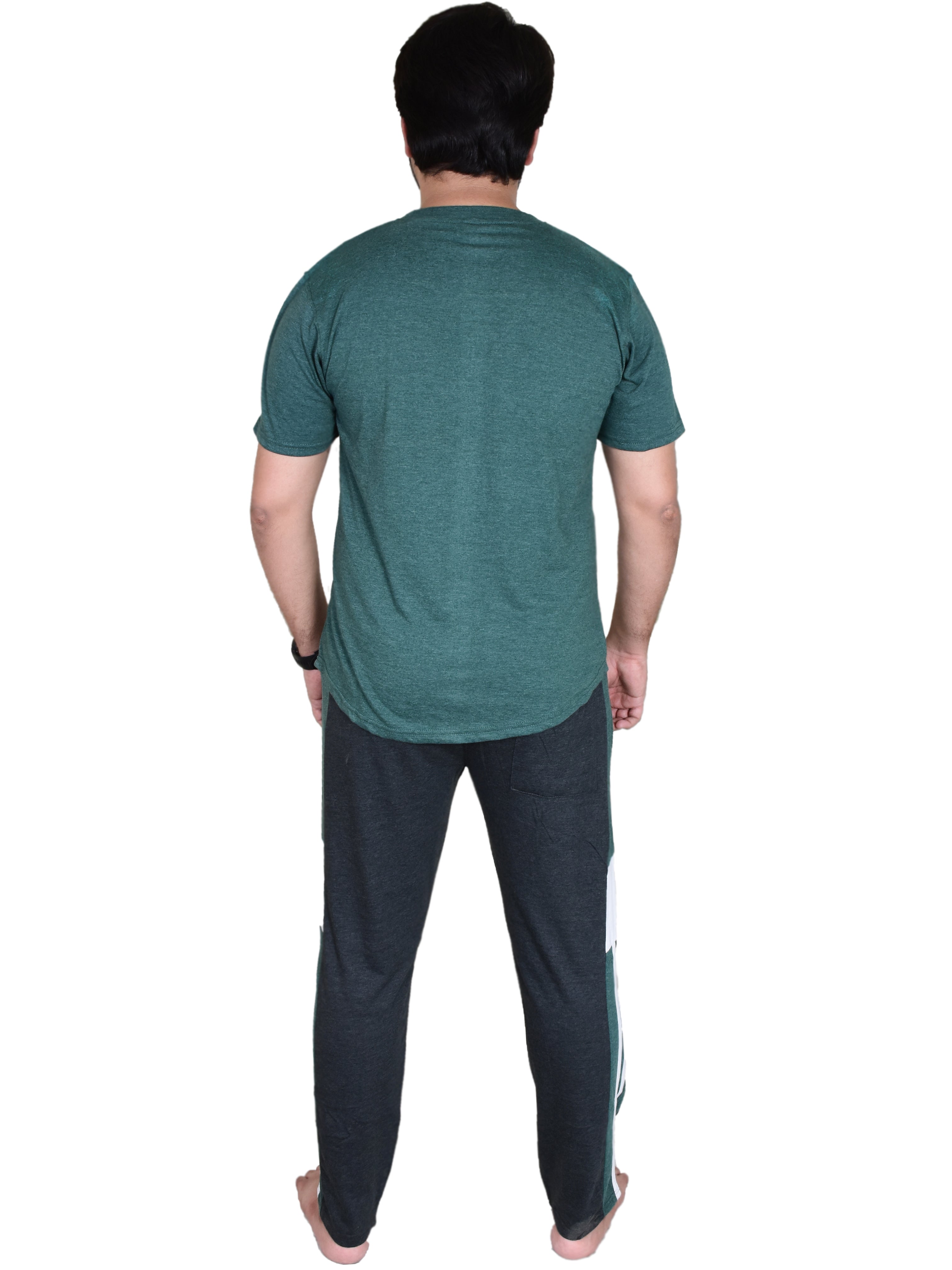 Men's Pyjamas Sets, Plain Short Sleeve Top and Bottoms Loungewear Set - Bahob