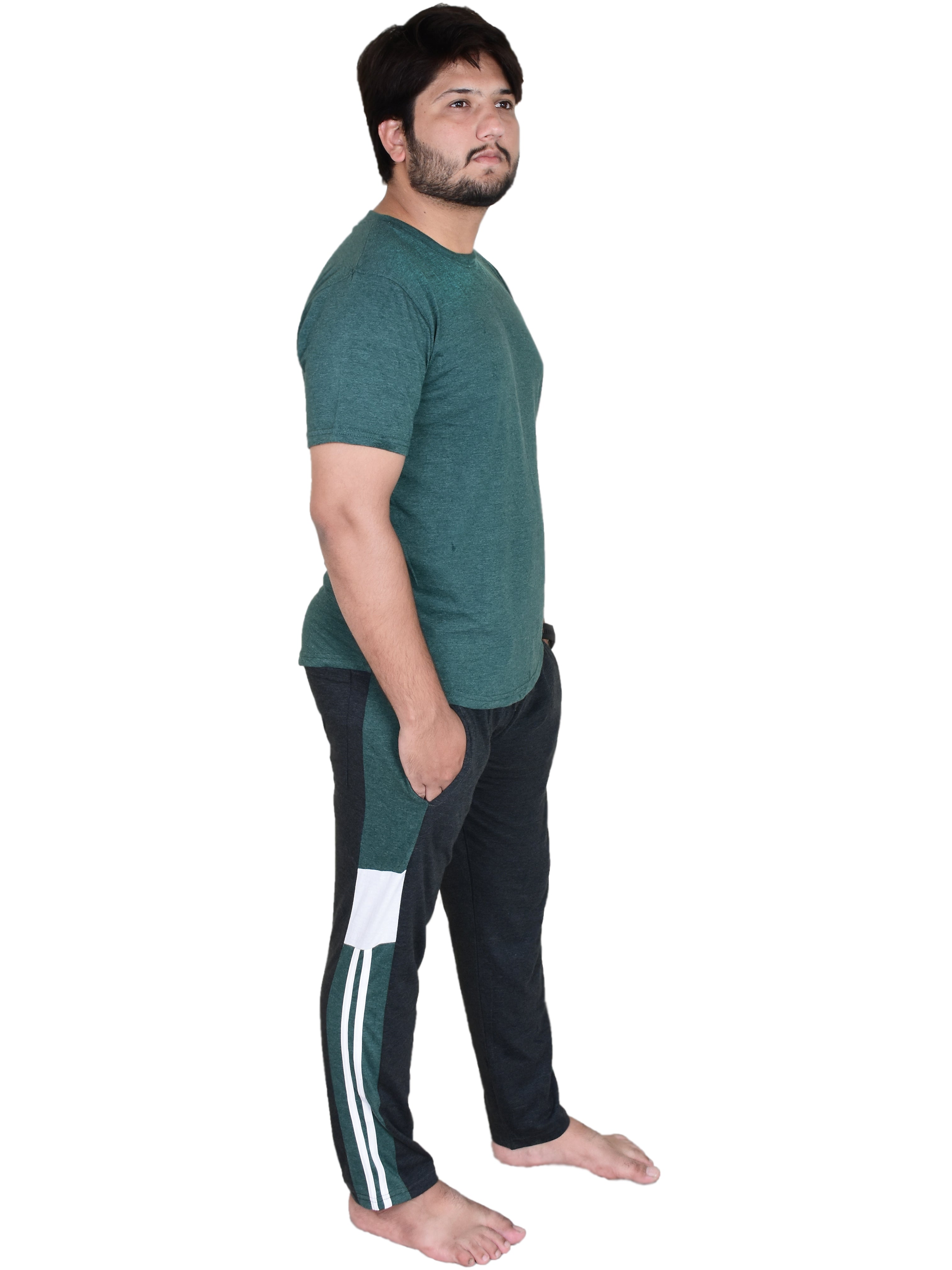 Men's Pyjamas Sets, Plain Short Sleeve Top and Bottoms Loungewear Set - Bahob