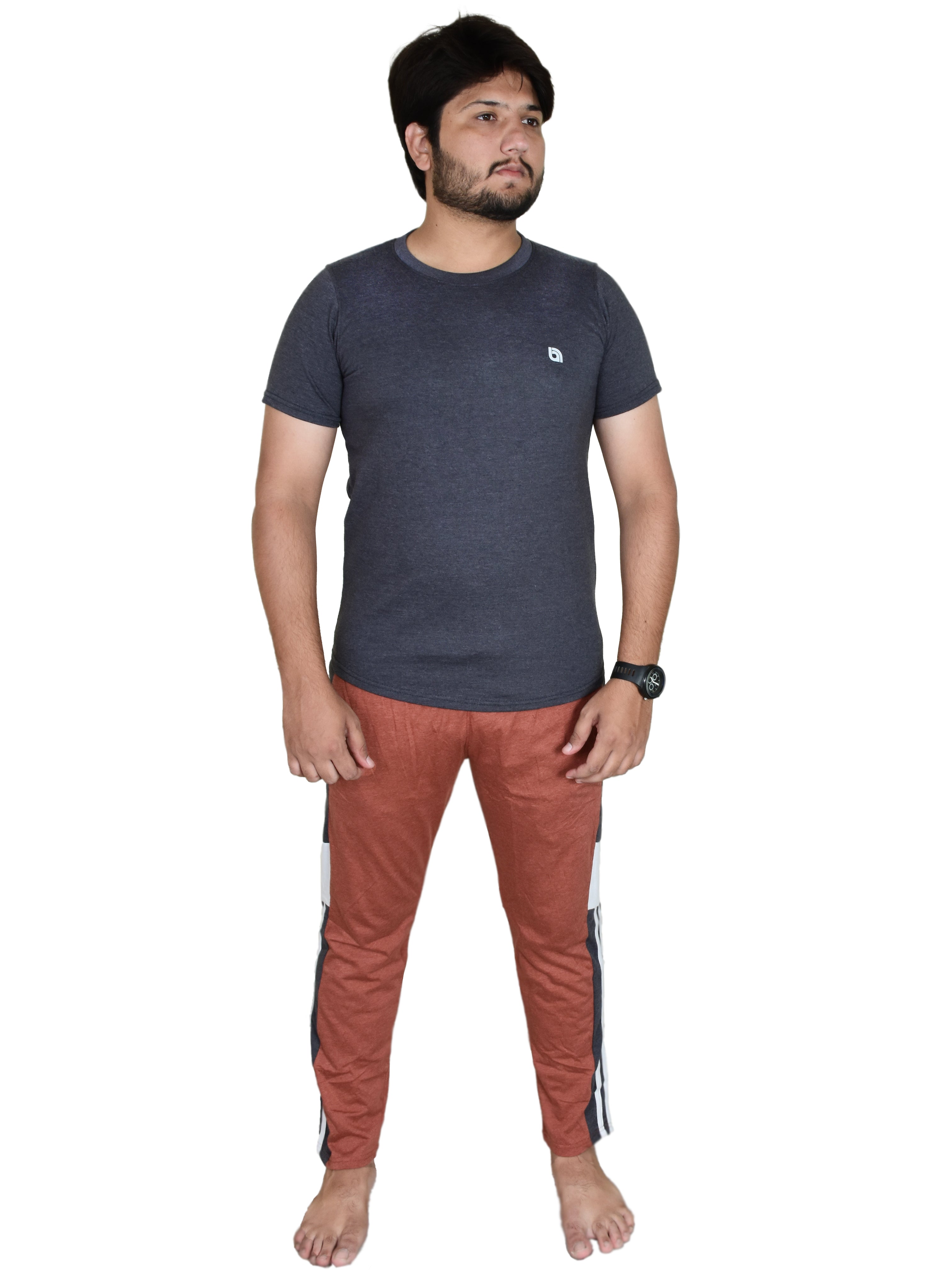 Men's Pyjamas Sets, Plain Short Sleeve Top and Bottoms Loungewear Set - Bahob