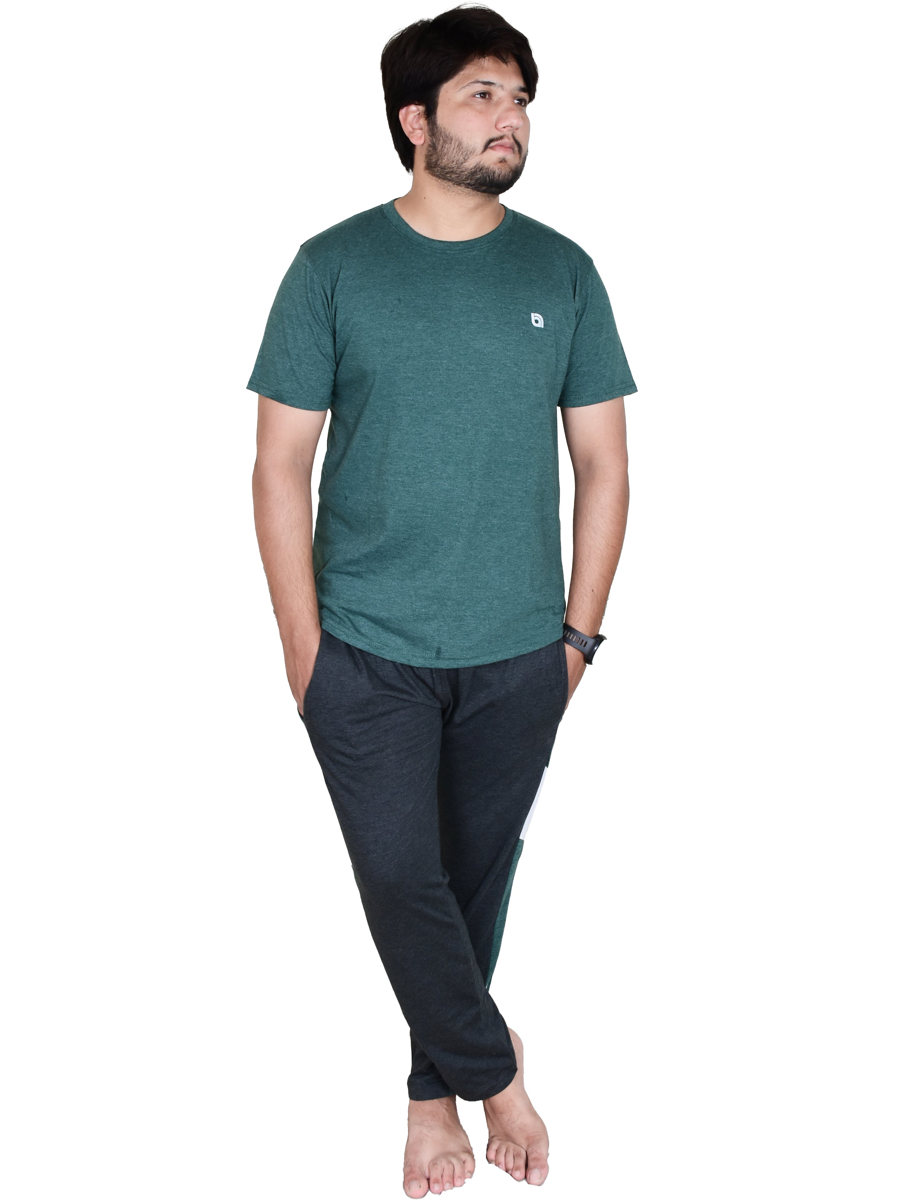 Men's Pyjamas Sets, Plain Short Sleeve Top and Bottoms Loungewear Set - Bahob