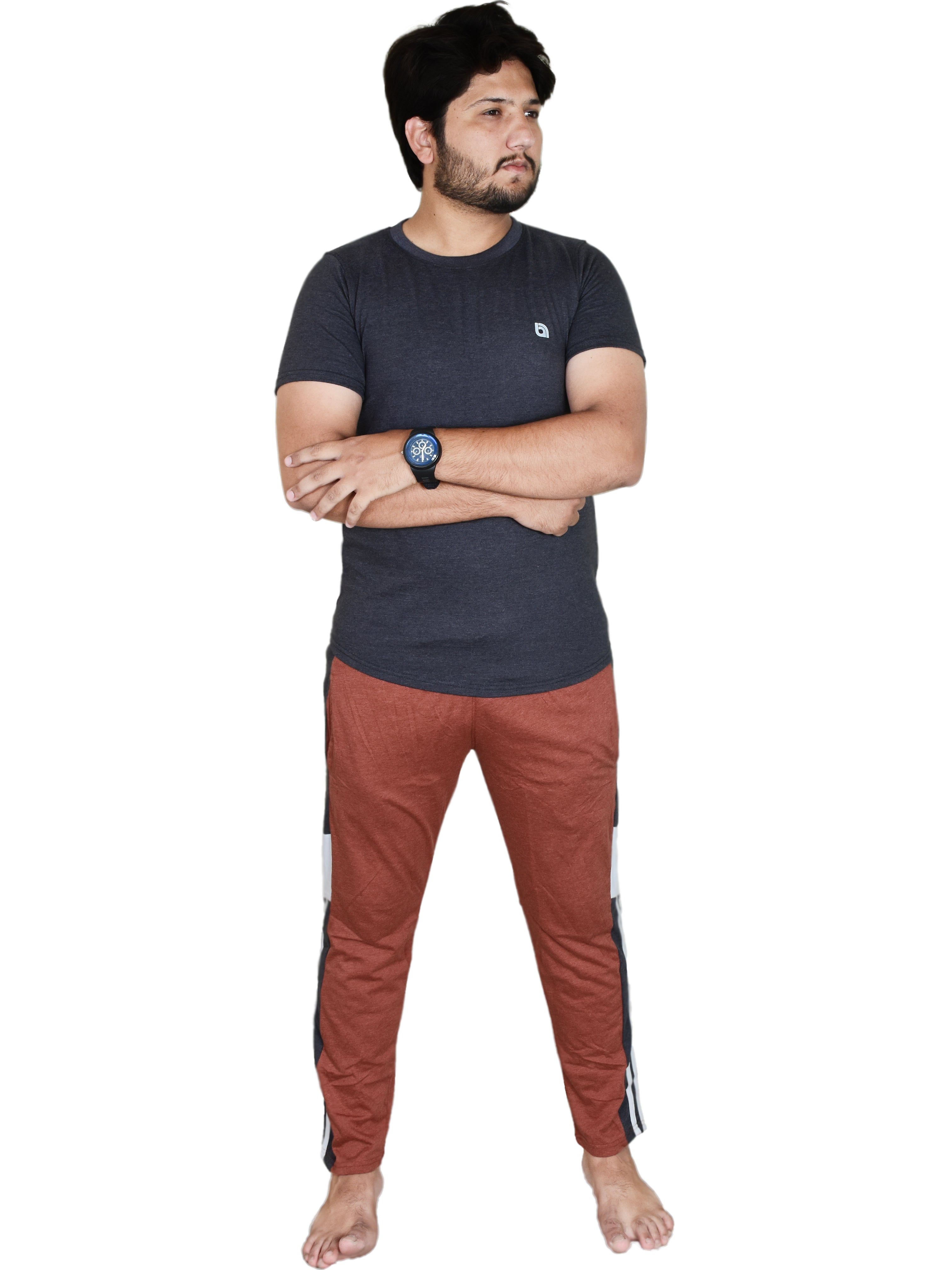 Men's Pyjamas Sets, Plain Short Sleeve Top and Bottoms Loungewear Set - Bahob