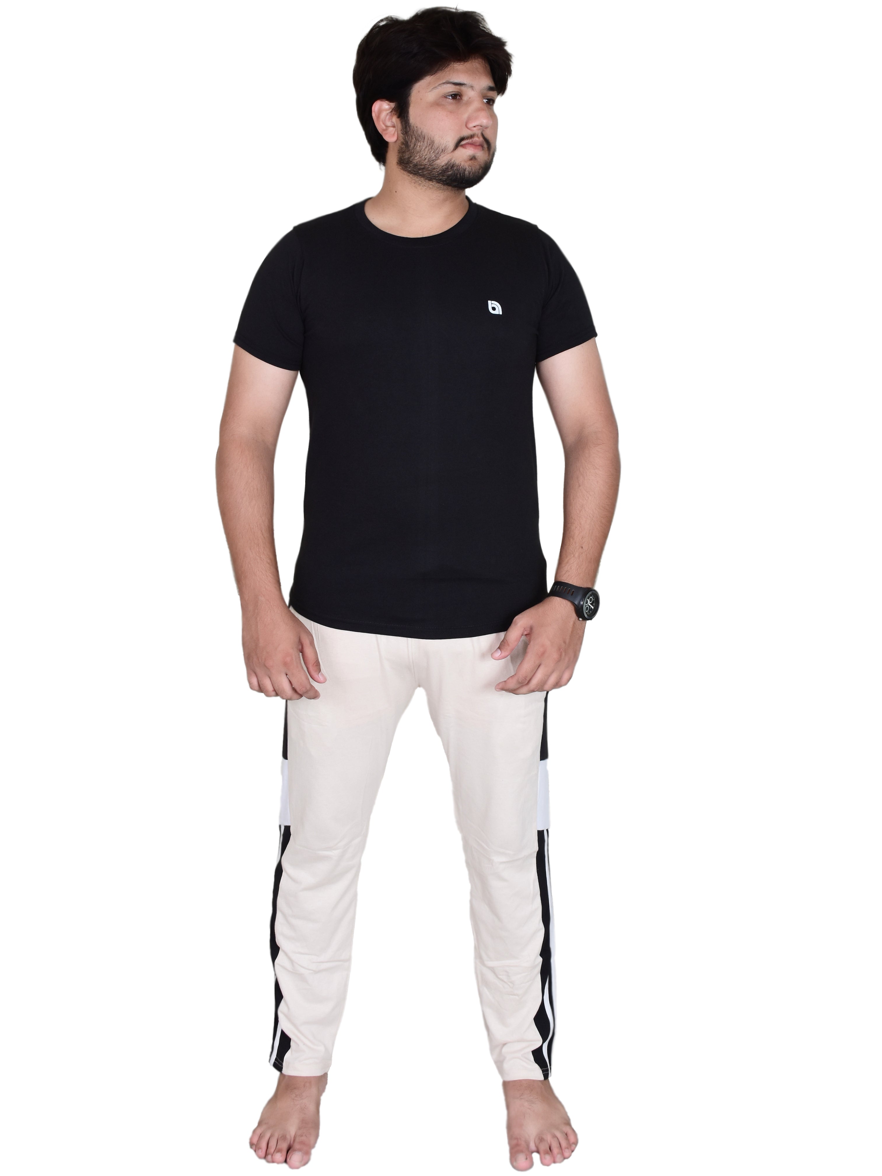 Men's Pyjamas Sets, Plain Short Sleeve Top and Bottoms Loungewear Set - Bahob