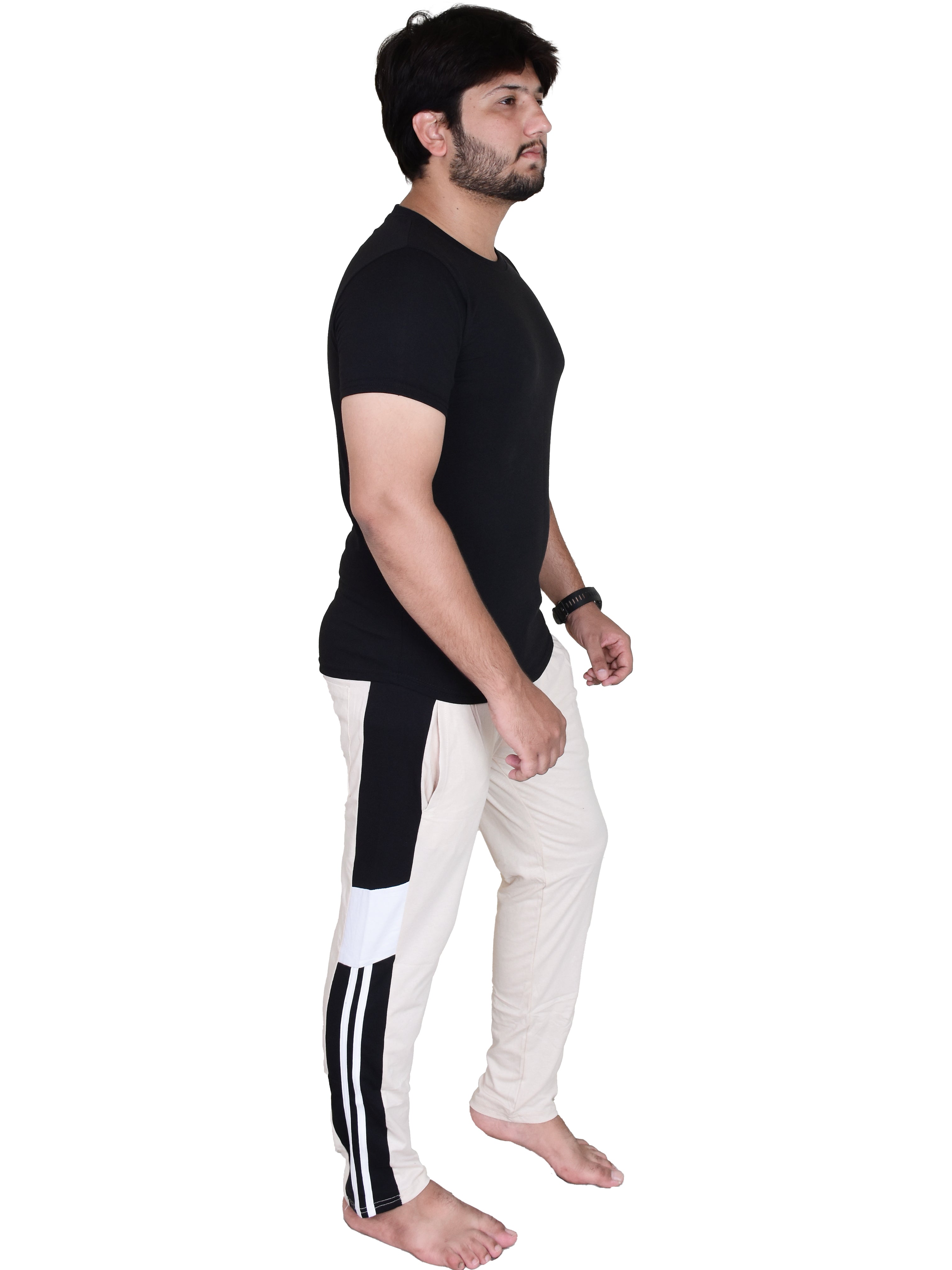 Men's Pyjamas Sets, Plain Short Sleeve Top and Bottoms Loungewear Set - Bahob