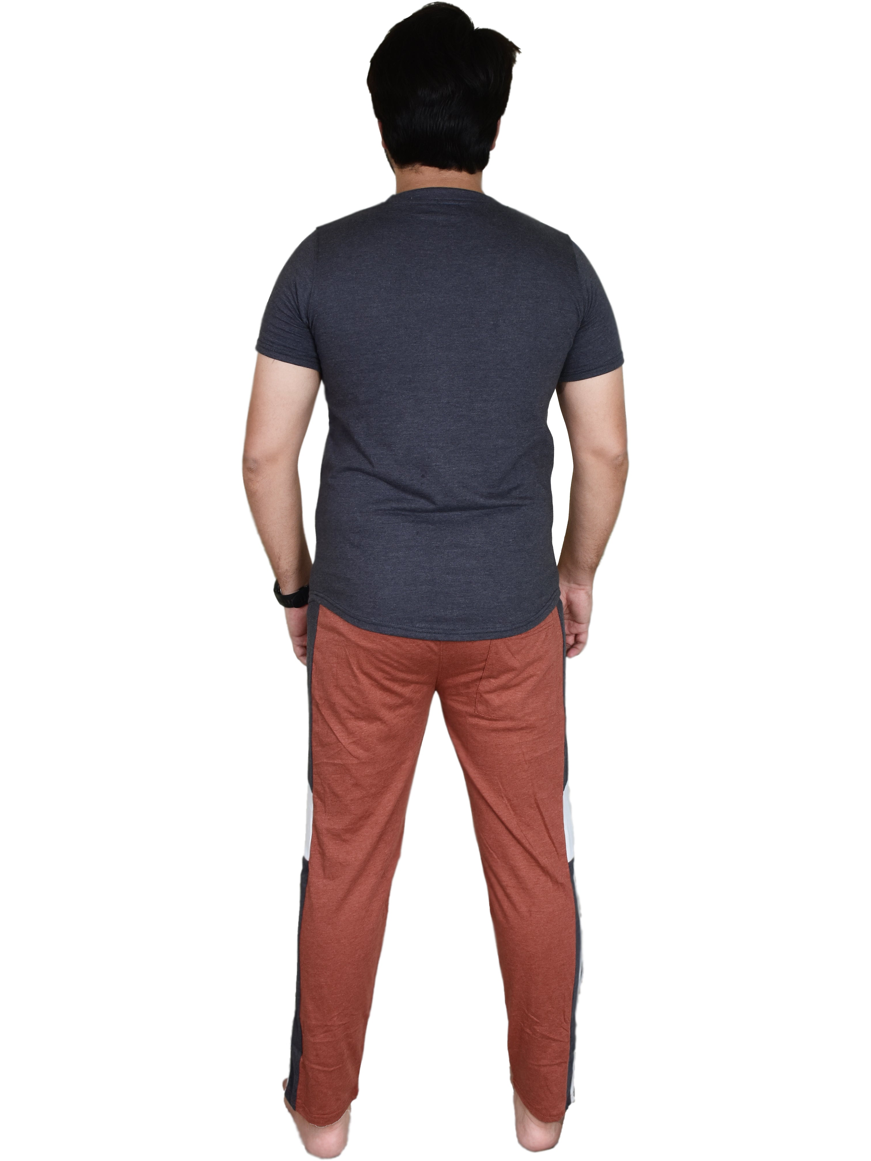 Men's Pyjamas Sets, Plain Short Sleeve Top and Bottoms Loungewear Set - Bahob