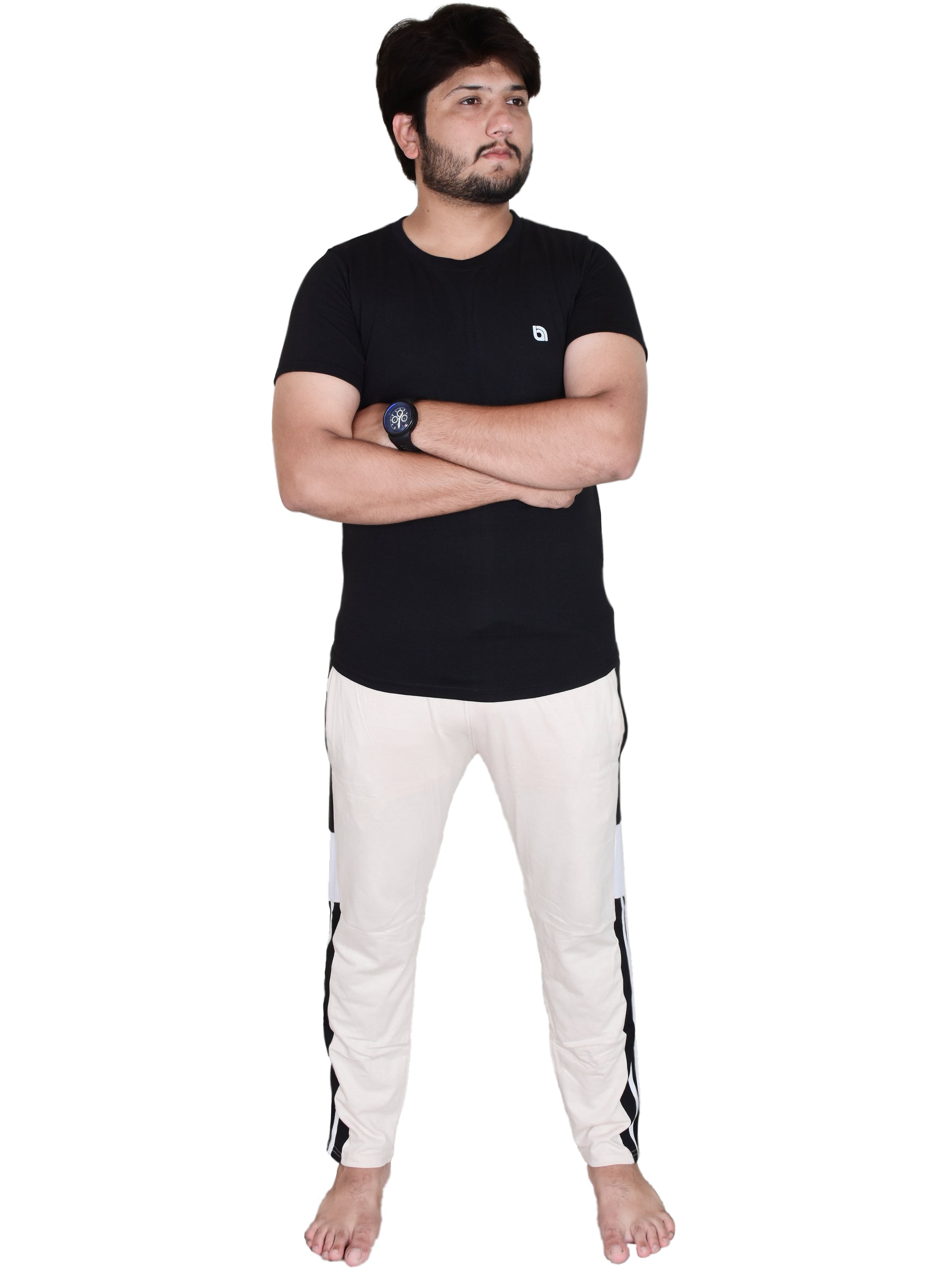 Men's Pyjamas Sets, Plain Short Sleeve Top and Bottoms Loungewear Set - Bahob