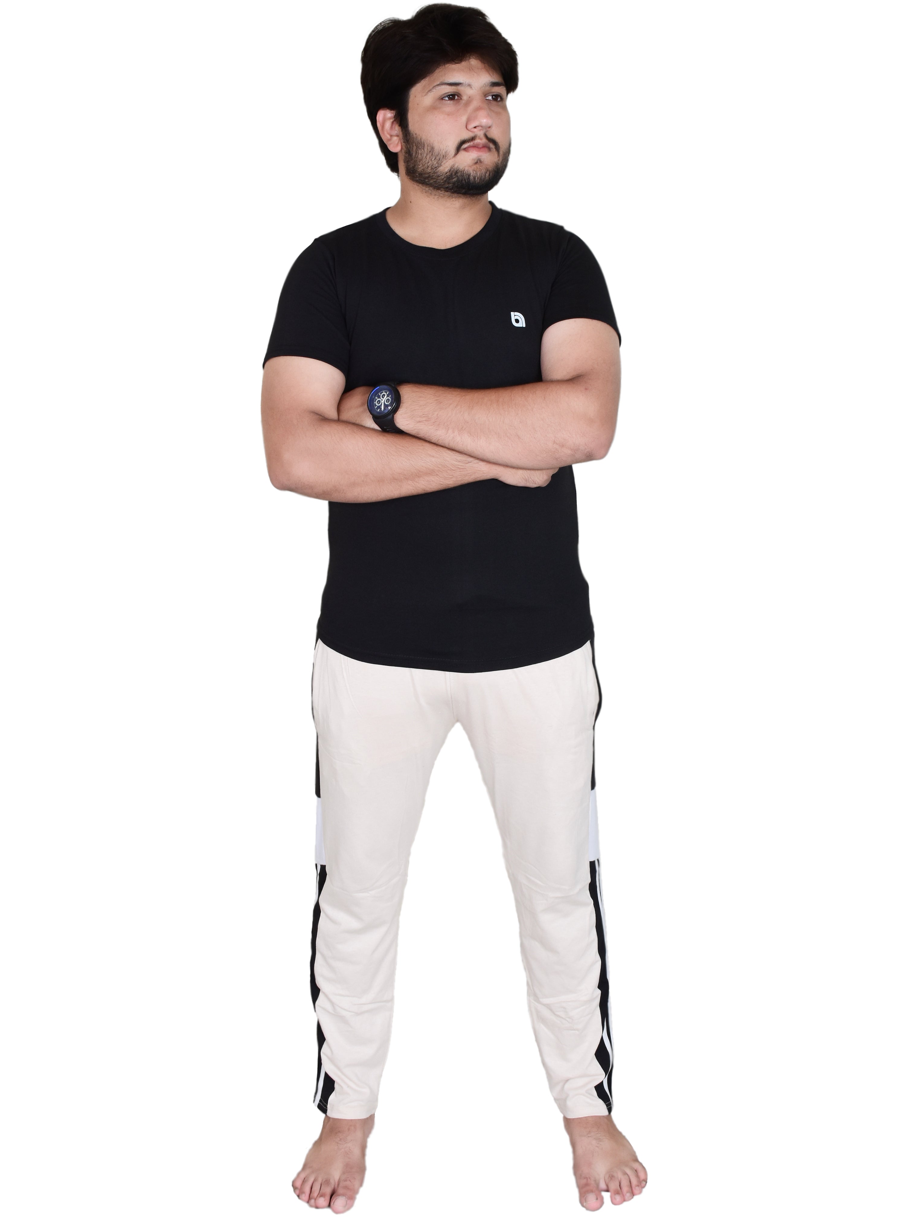 Men's Pyjamas Sets, Plain Short Sleeve Top and Bottoms Loungewear Set - Bahob