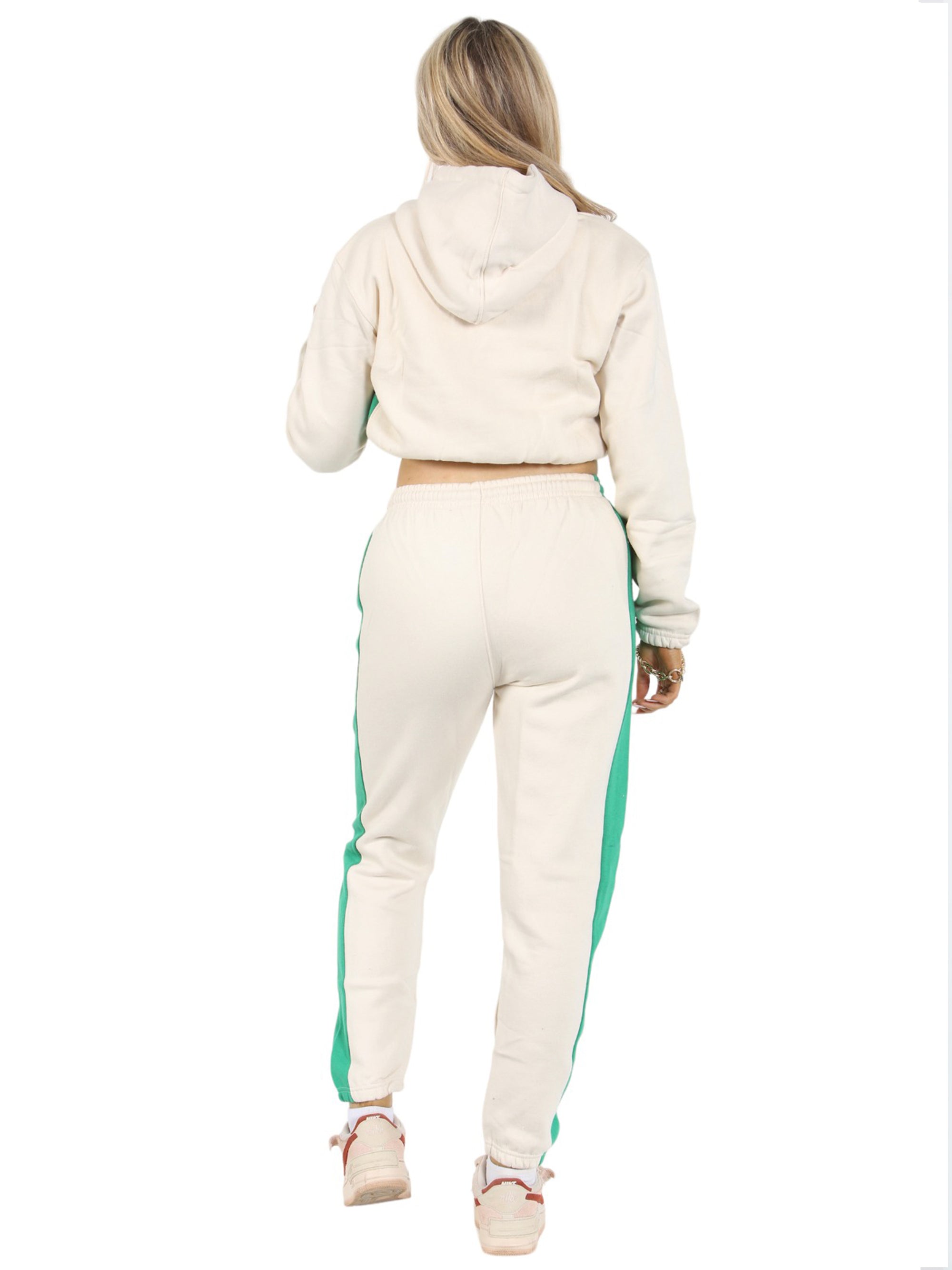 2 Pcs Women Hoodie Crop Top & Joggings Pants - Bahob