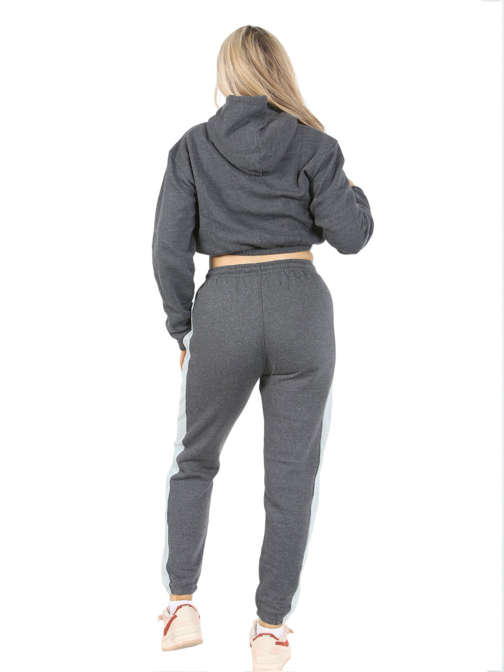 2 Pcs Women Hoodie Crop Top & Joggings Pants - Bahob