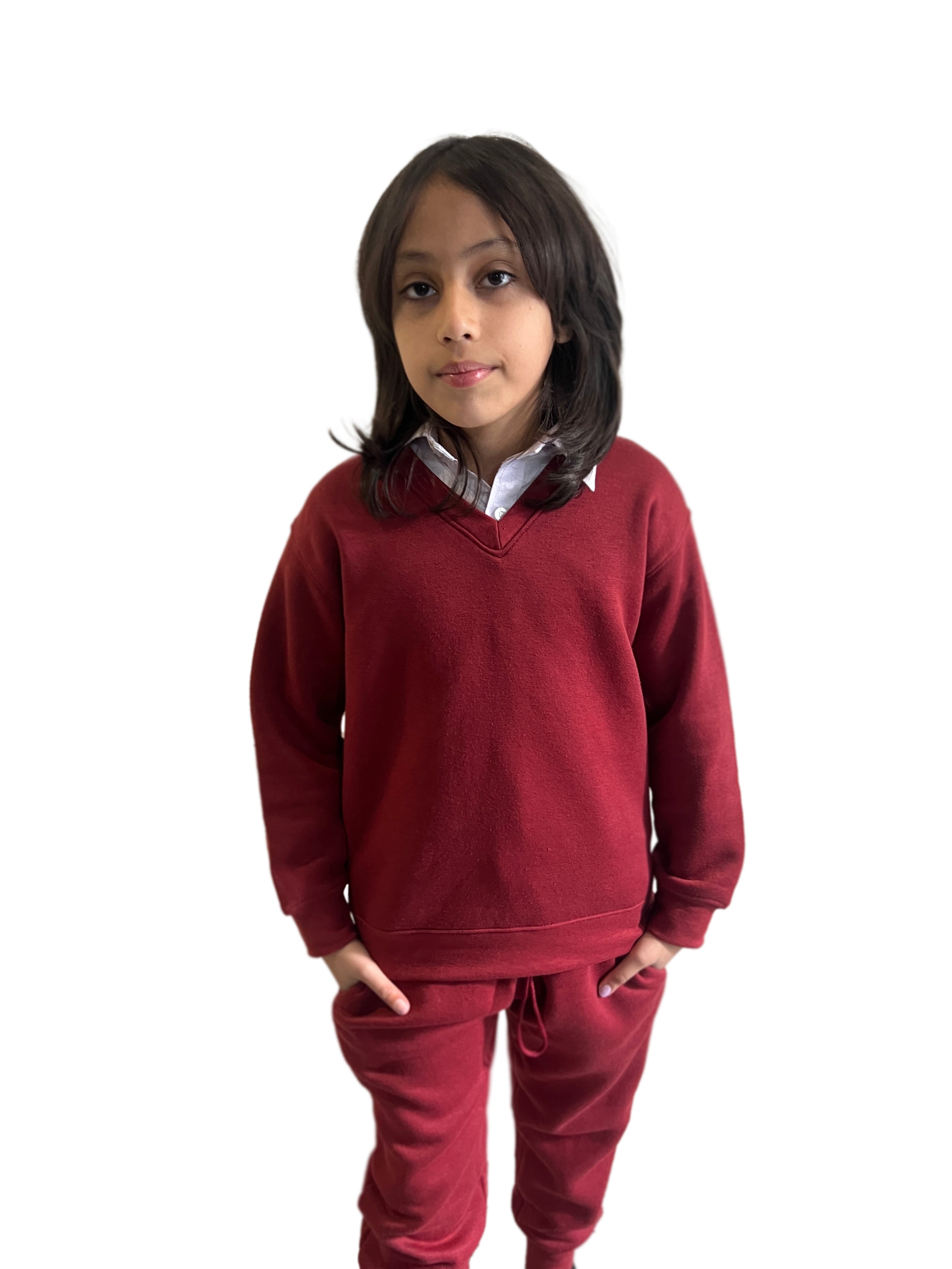 School Jumper V Neck Fleece